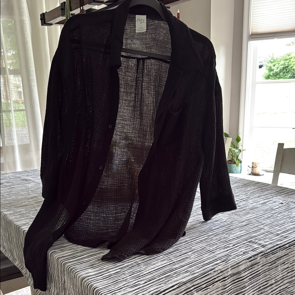 Kona Sol Black Sheer Blouse